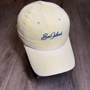 Sea Island‎ Hat Yellow Blue Dad Cap Adjustable Strap Dad Low Profile Faded Golf